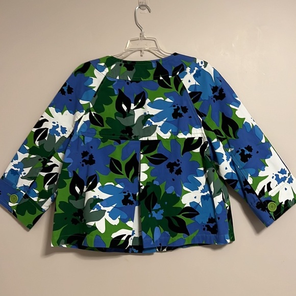 Jones Ny Large Blue Floral Crop Jacket/Blazer - Picture 8 of 12